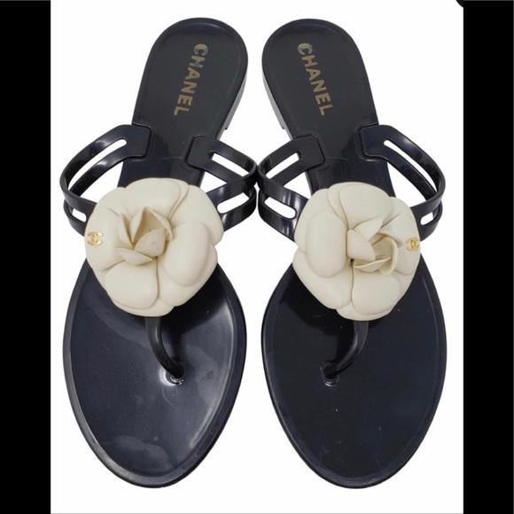 CHANEL Shoes - Chanel thong sandals with camellia accents